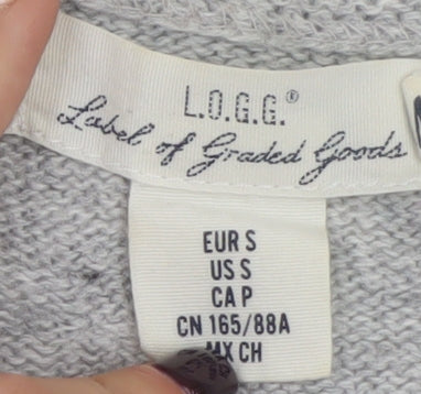 L.O.G.G. Women Grey V-Neck Long Sleeve Knit Pullover Jumper Size 8
