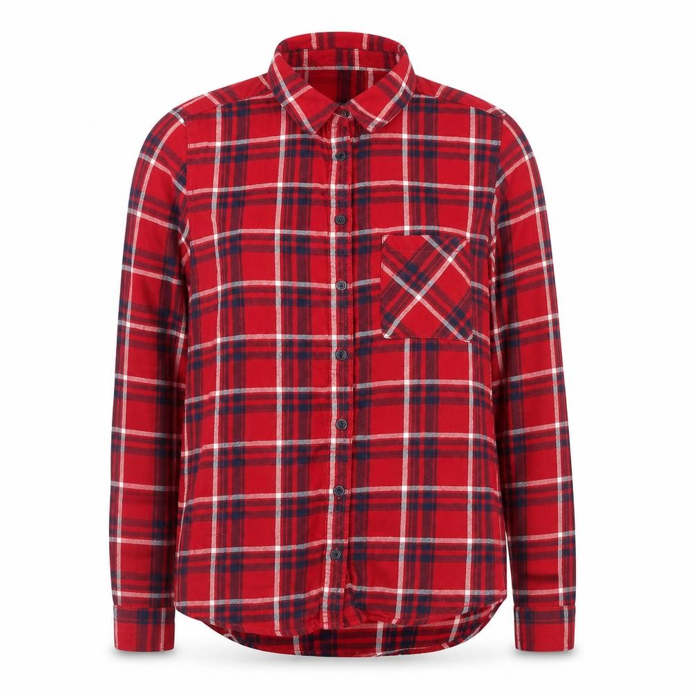 New Look Women's Red Plaid Button-Up Flannel Shirt Size 8