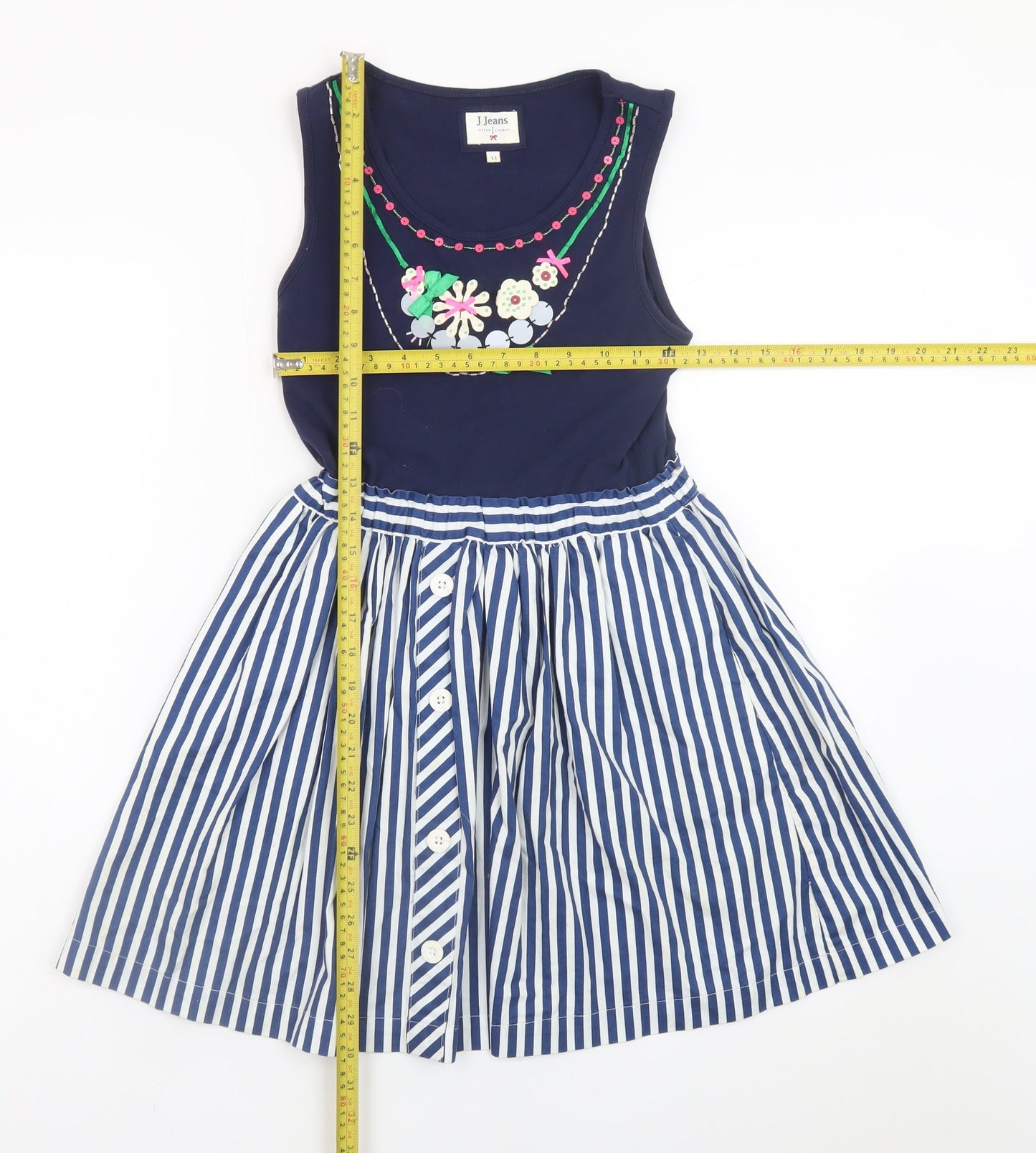 J Jeans Jasper Conran Teens Blue Striped Fit & Flare Dress Size 13