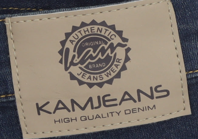 Kam Jeans Men's Blue 42L Straight Fit Stretch Denim Jeans