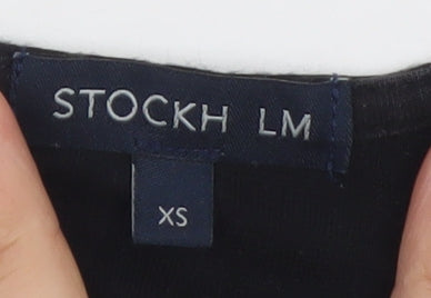 Stockh LM Women Black Jacquard Short Sleeve Peplum Top XS