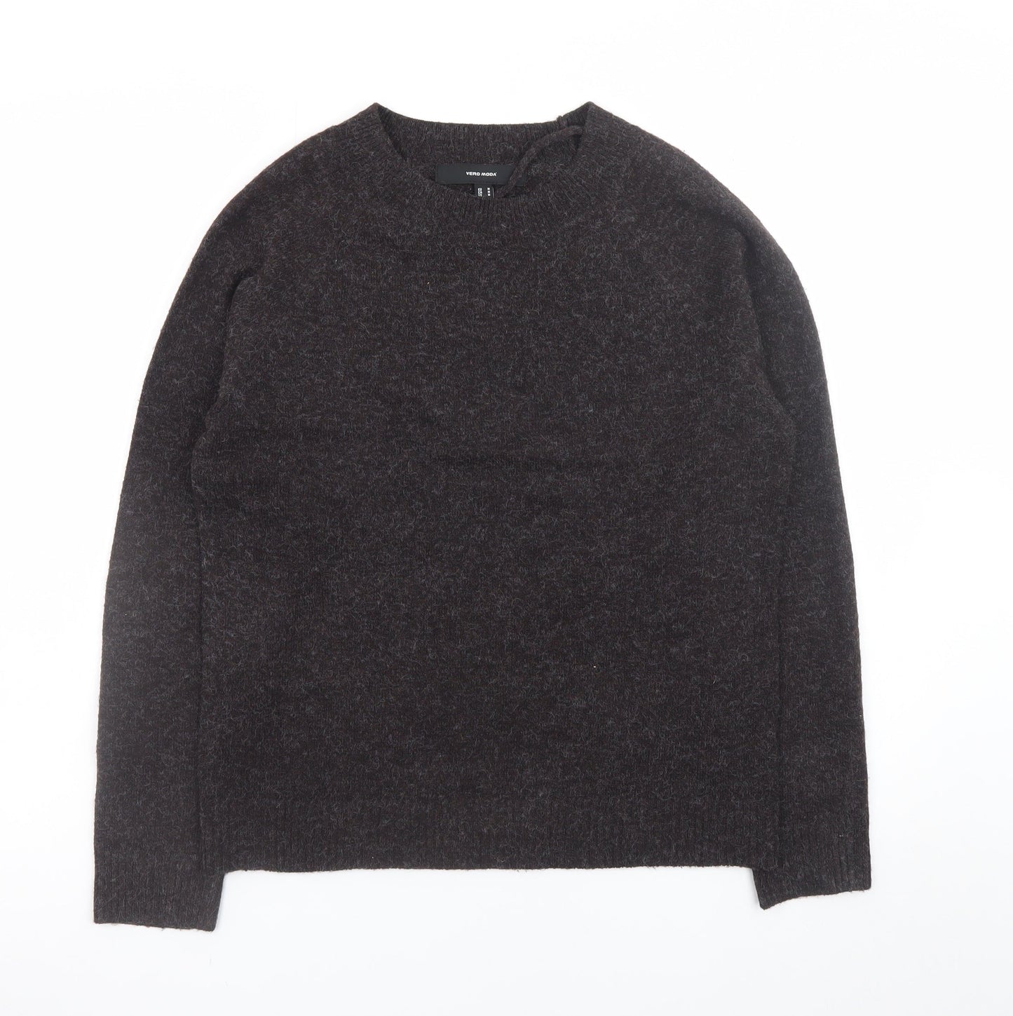 Vero Moda Women Brown Wool Alpaca Crew Neck Jumper Size 12