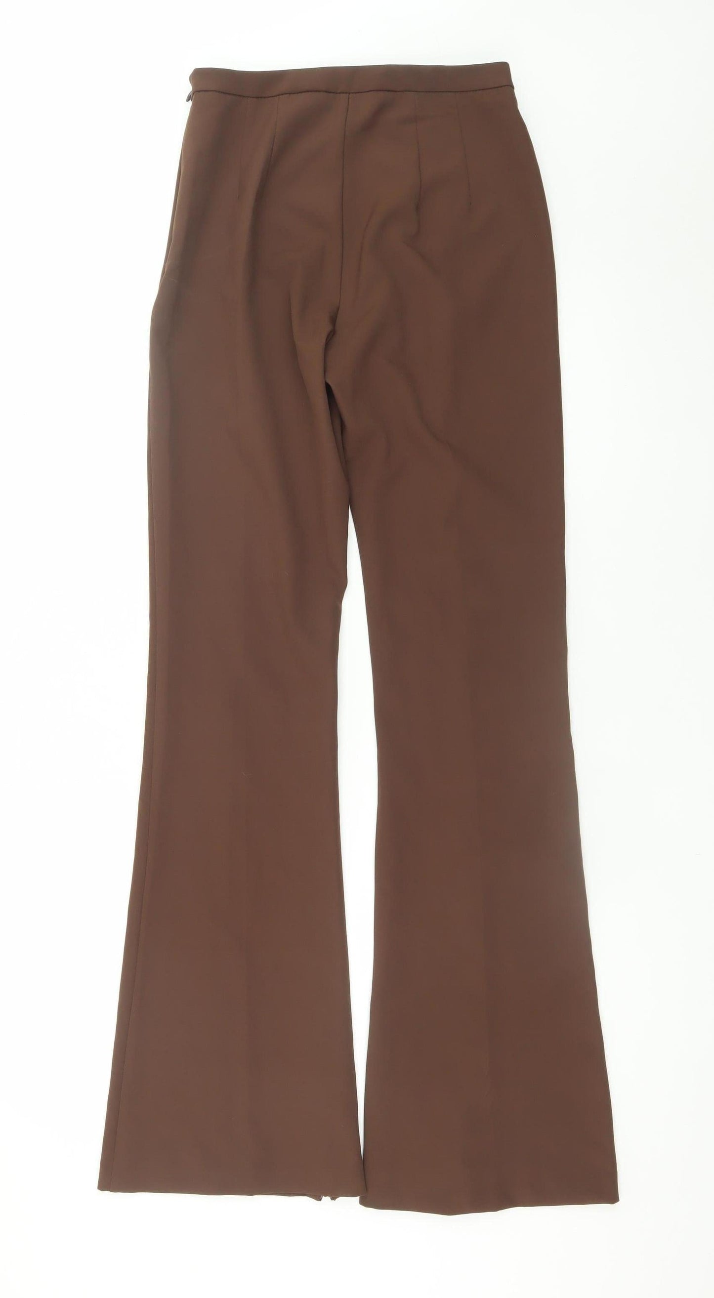 Bershka Women Brown Flared Stretch Trousers Size 8