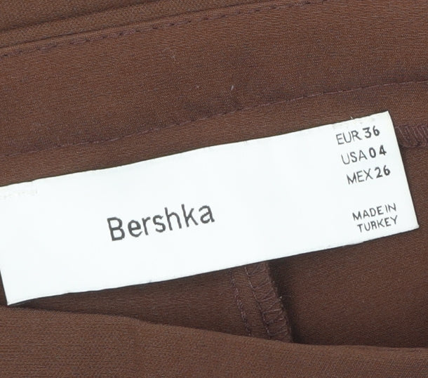 Bershka Women Brown Flared Stretch Trousers Size 8