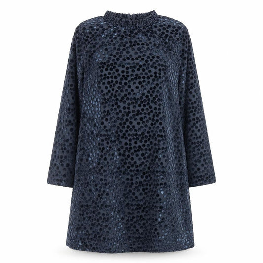 Marks & Spencer Women’s Blue Polka Dot Velvet Shift Dress Size 12