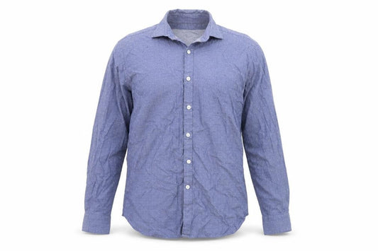 T.M. Lewin Men's Blue Egyptian Cotton Long Sleeve Button-Up Shirt M