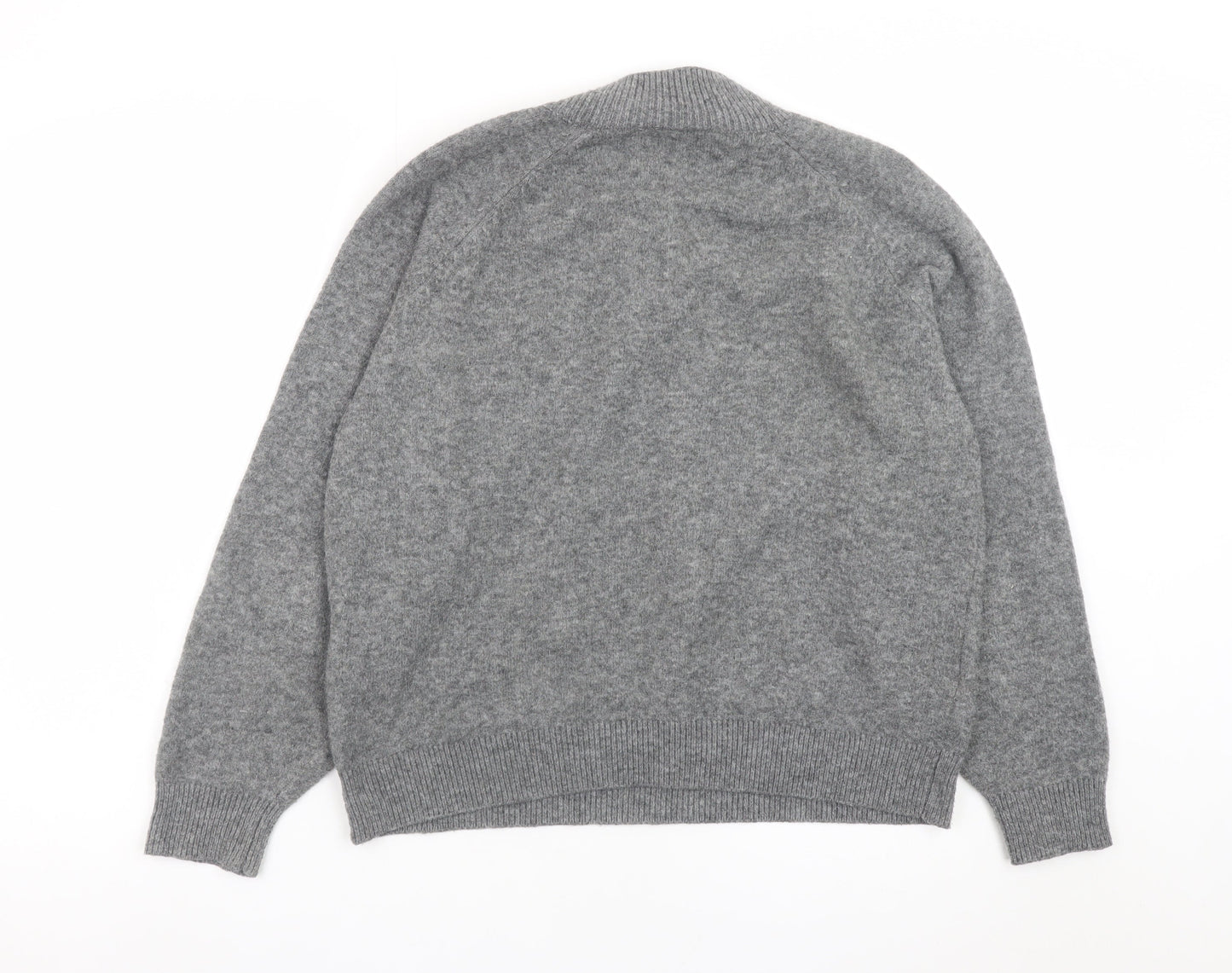 ICHI Womens Grey Henley Wool Blend Jumper XS