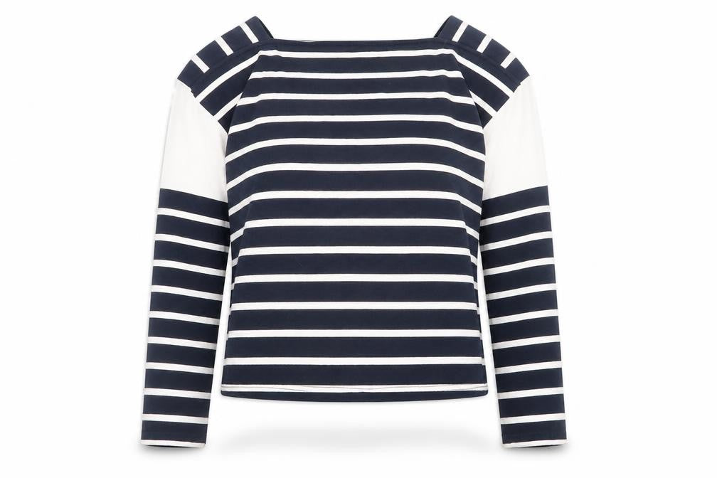 Koala Bay Womens Navy Striped Boat Neck Long Sleeve Cotton T-Shirt M