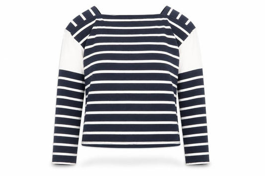 Koala Bay Womens Navy Striped Boat Neck Long Sleeve Cotton T-Shirt M