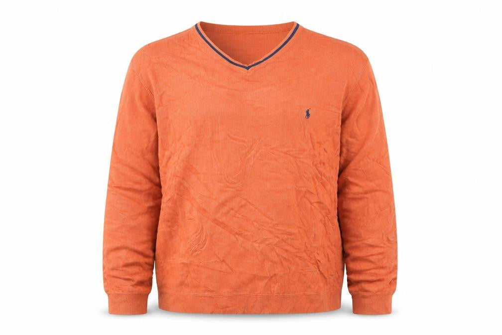 Ralph Lauren Men's Orange Cotton V-Neck Jumper XL