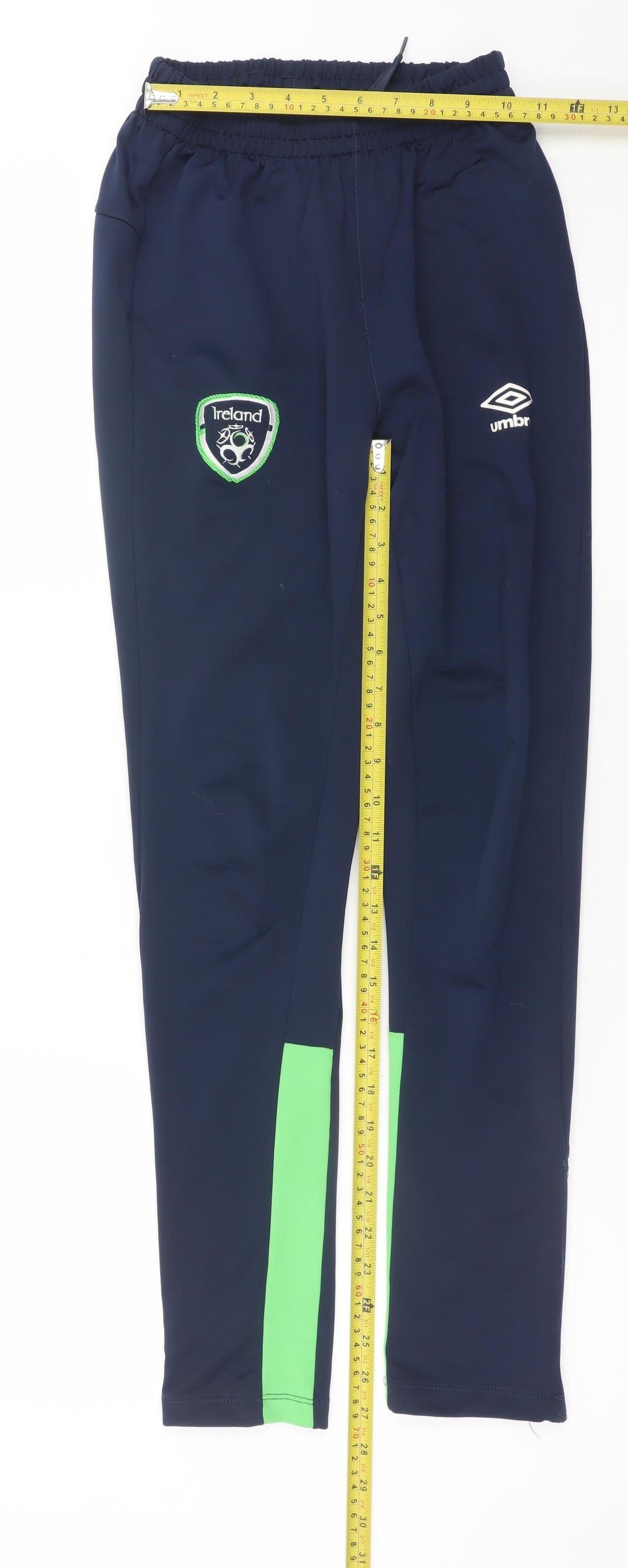 Umbro Boys Navy & Green Ireland Jogger Trousers Size 152cm Polyester Blend