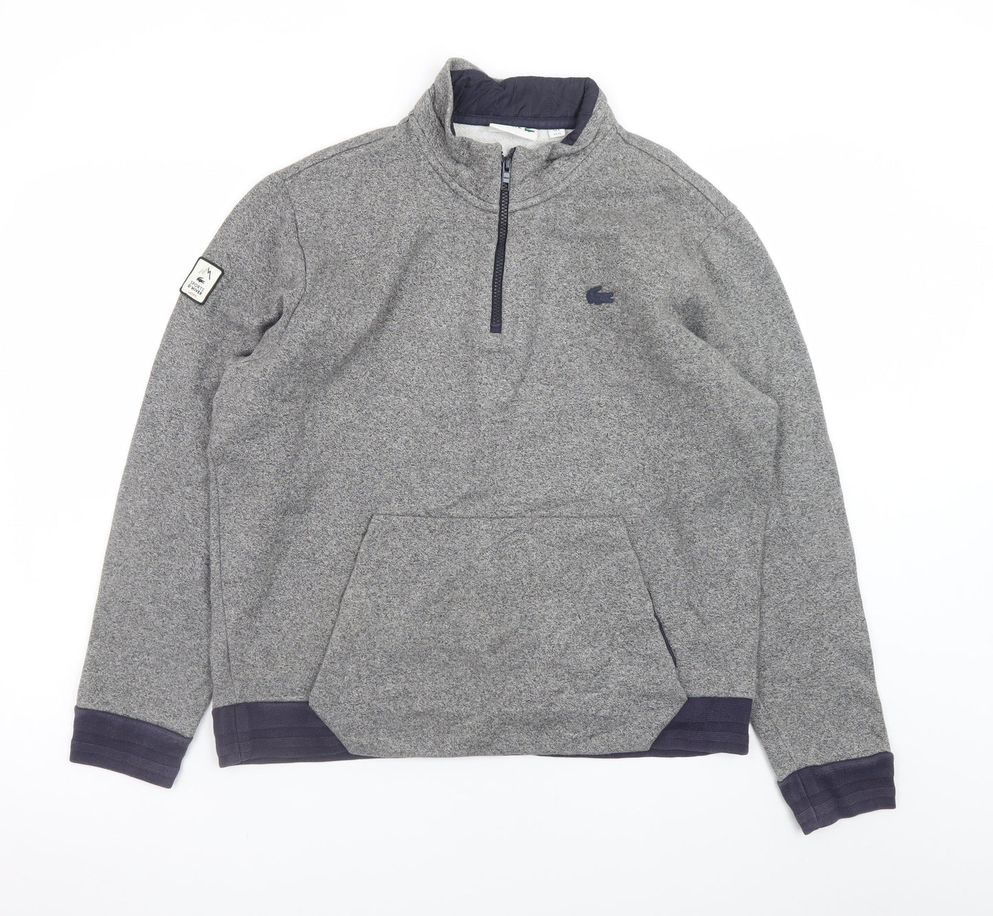 Lacoste Men's Grey XL 1/2 Zip Sweatshirt High Neck Cotton Blend
