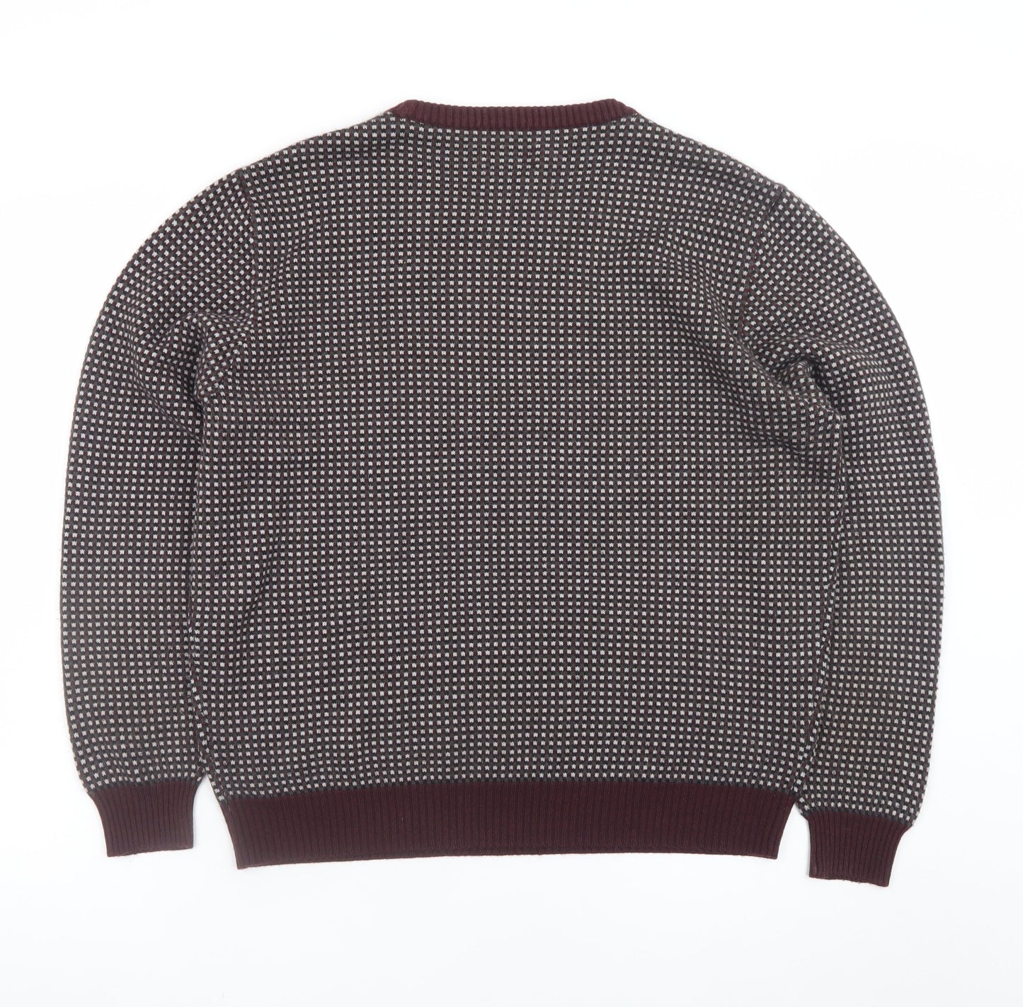 Jeff Banks Men's Red Geometric Knit Acrylic XL Pullover Jumper
