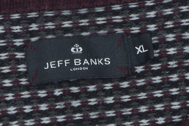 Jeff Banks Men's Red Geometric Knit Acrylic XL Pullover Jumper