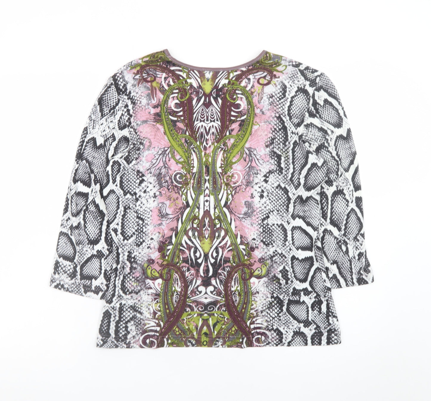 Gerry Weber Women’s Multicoloured Animal Print V-Neck 3/4 Sleeve Jersey Top Size 12