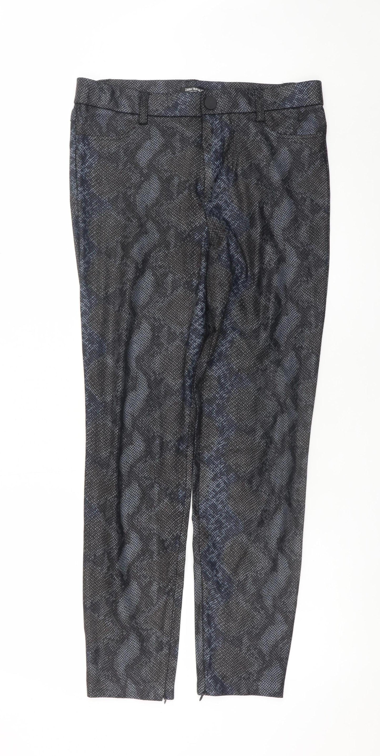 Zara Women Black Snake Print Legging Style Trousers L