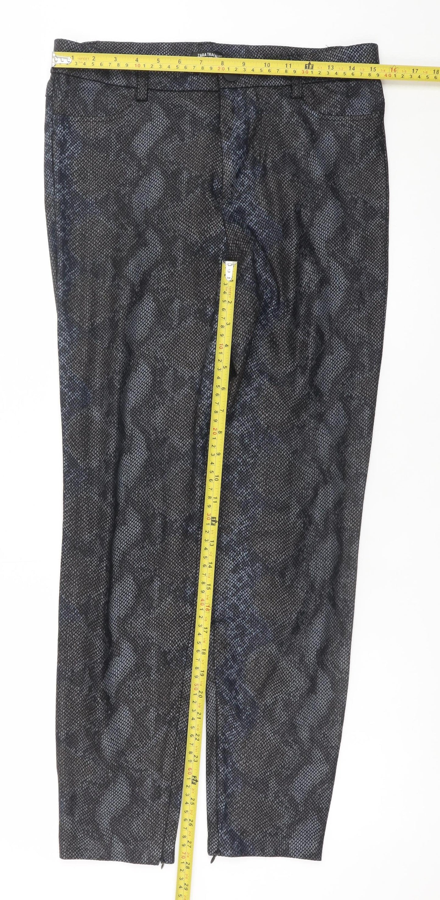 Zara Women Black Snake Print Legging Style Trousers L