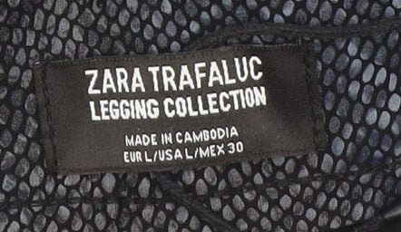 Zara Women Black Snake Print Legging Style Trousers L