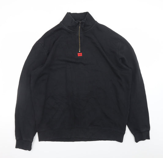 Hugo Men’s Black XL 1/4 Zip High Neck Sweatshirt