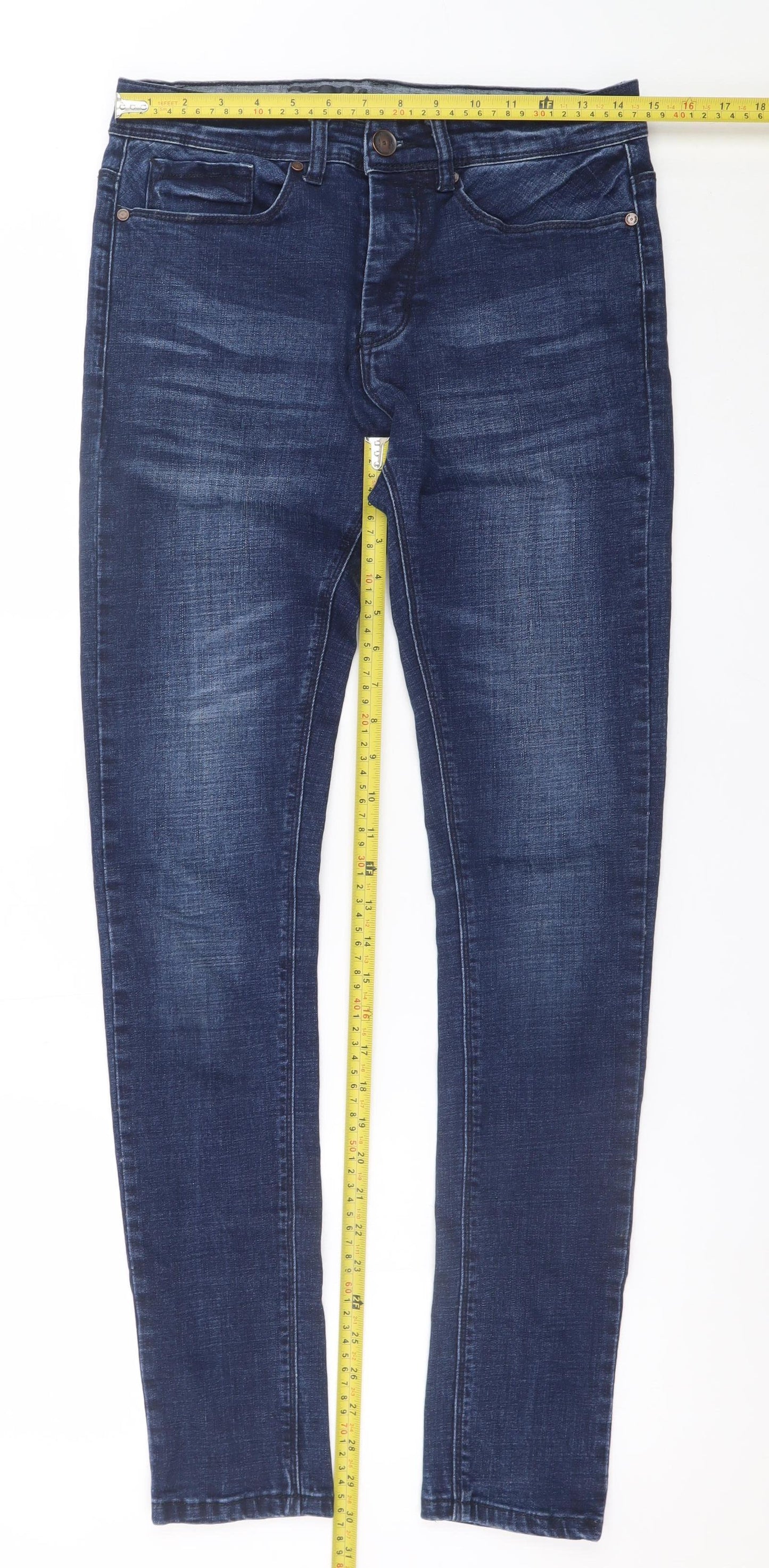 Kingpin Men's Blue Skinny Jeans Size 30R Slim Fit Denim