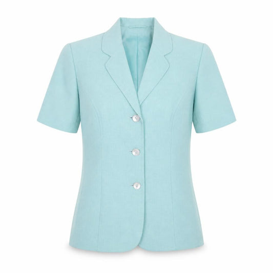 Eastex Women's Blue Short Sleeve Linen Blend Suit Jacket UK 12