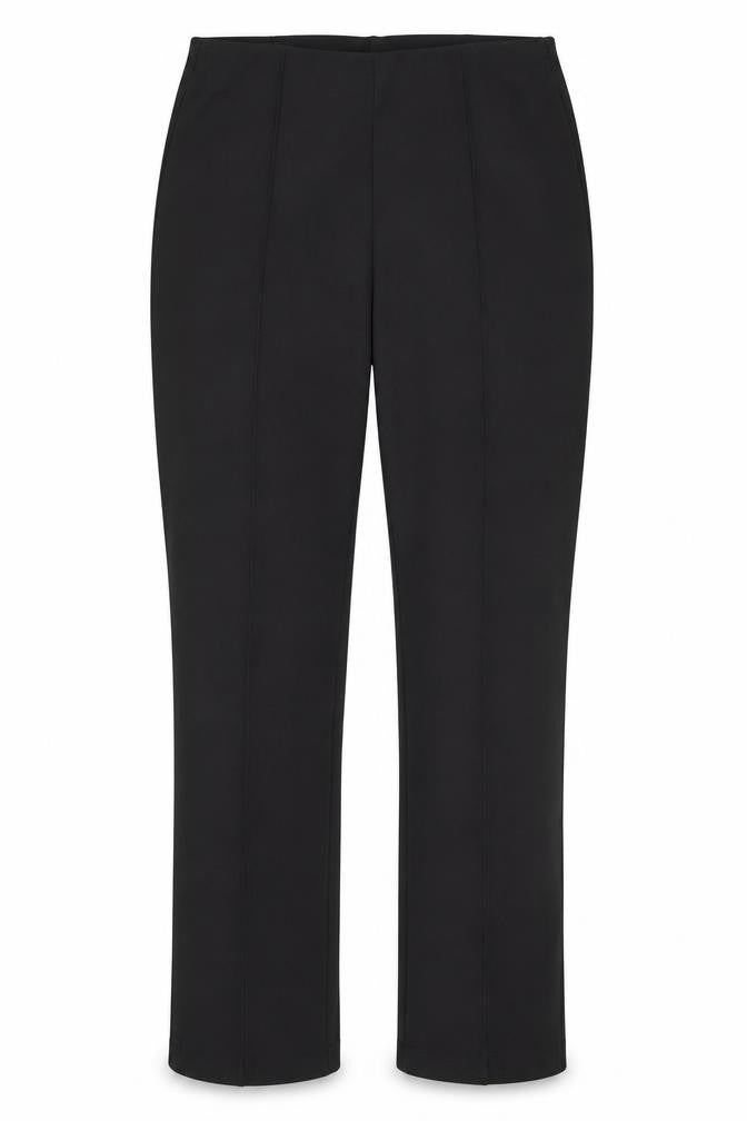 Zara Women Black Straight Leg Trousers L Knit Stretch Office Pants