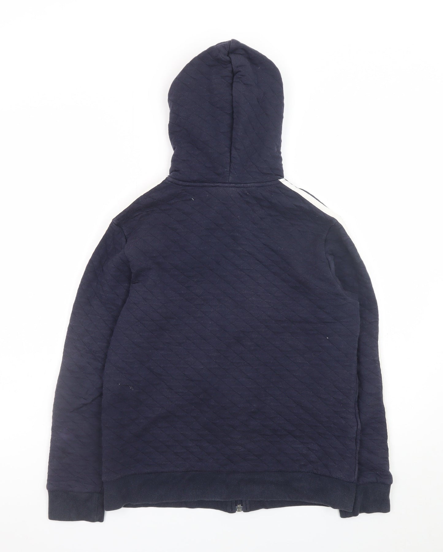 Adidas Boys Navy Full Zip Quilted Hoodie 13-14 Years Cotton Blend