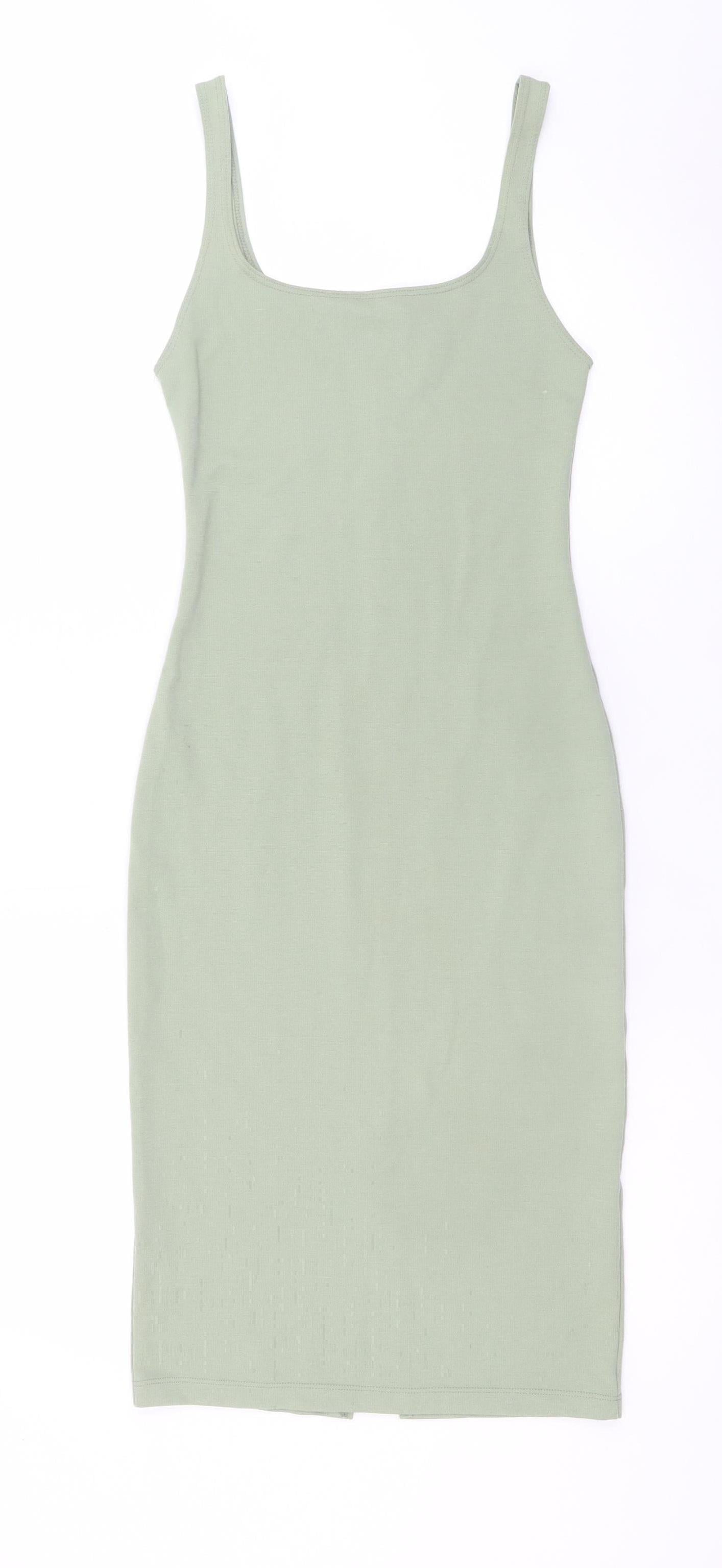 Zara Women Green Size 8 Bodycon Knit Sleeveless Dress