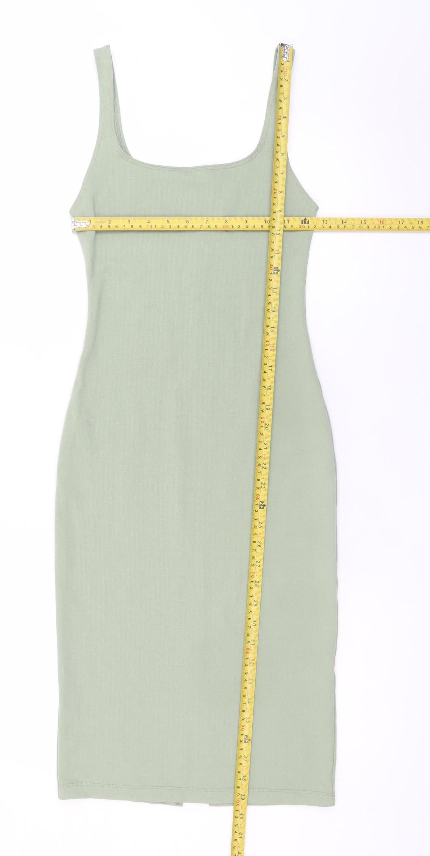 Zara Women Green Size 8 Bodycon Knit Sleeveless Dress