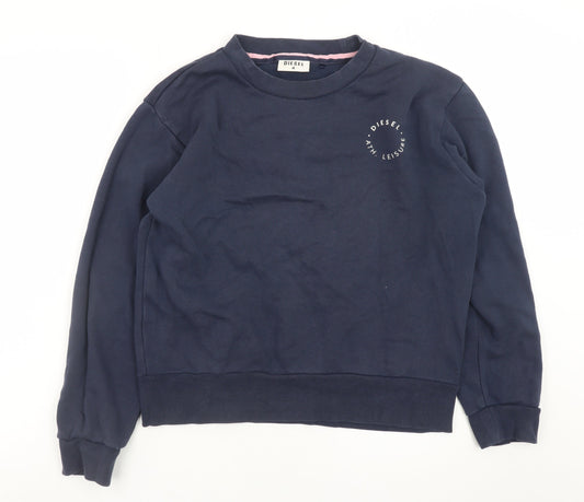 Diesel Women's Navy Pullover Sweatshirt Medium Cotton Blend