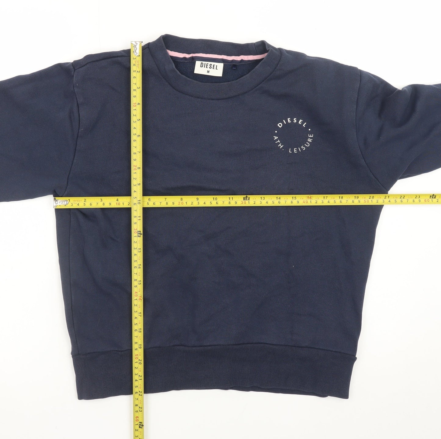 Diesel Women's Navy Pullover Sweatshirt Medium Cotton Blend