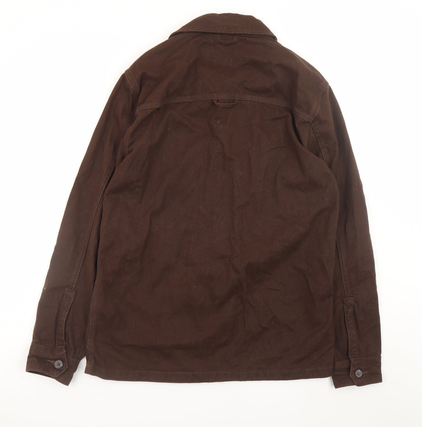 Primark Men Brown Cotton Regular Fit Button Jacket Size S