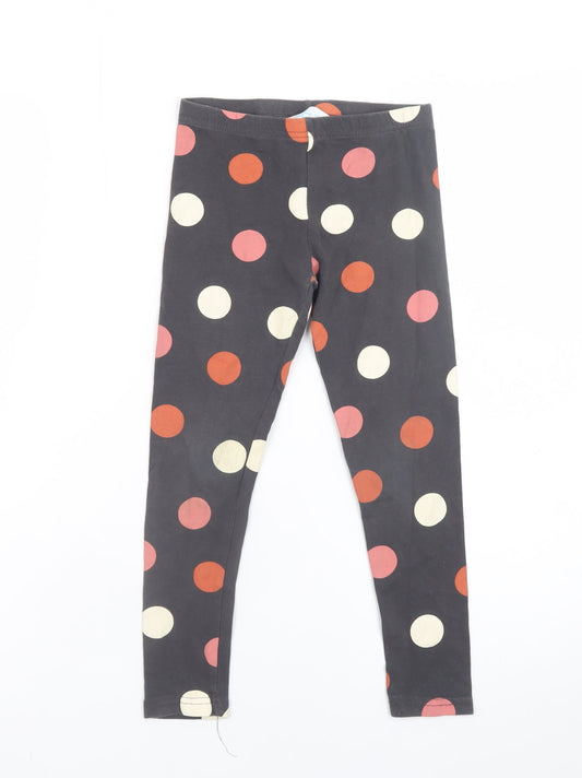 Primark Girls Black Polka Dot Ankle Leggings Size 6-7 Years Organic Cotton