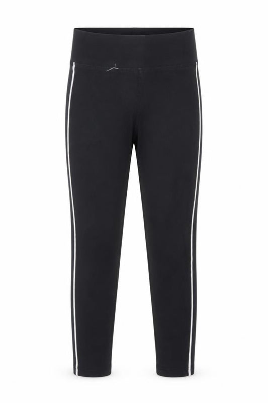 Marks & Spencer Girls Black Ankle Leggings 7 Years Cotton Stretch Side Stripe