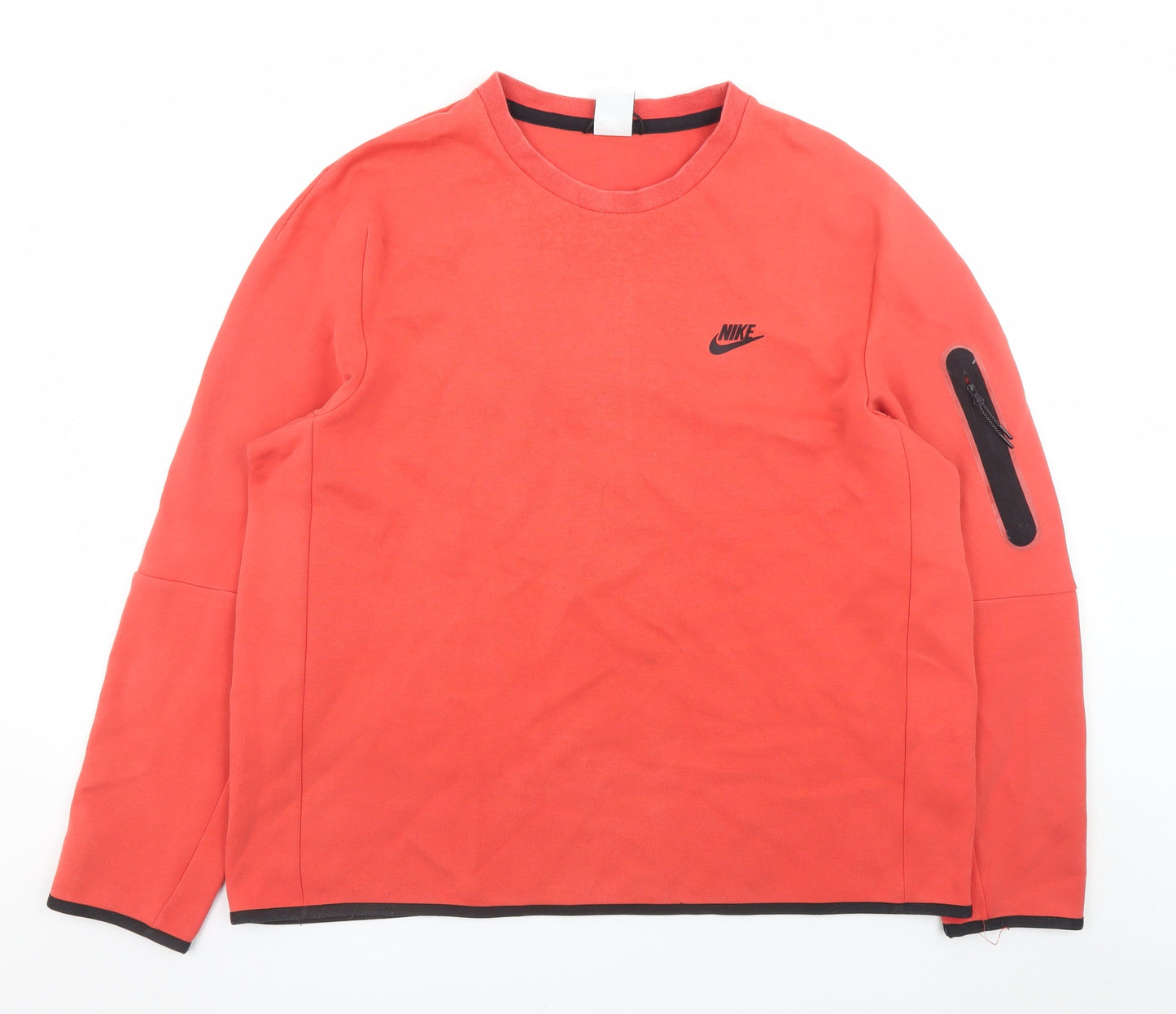 Nike Mens Red XL Pullover Sweatshirt Crew Neck Zip Arm