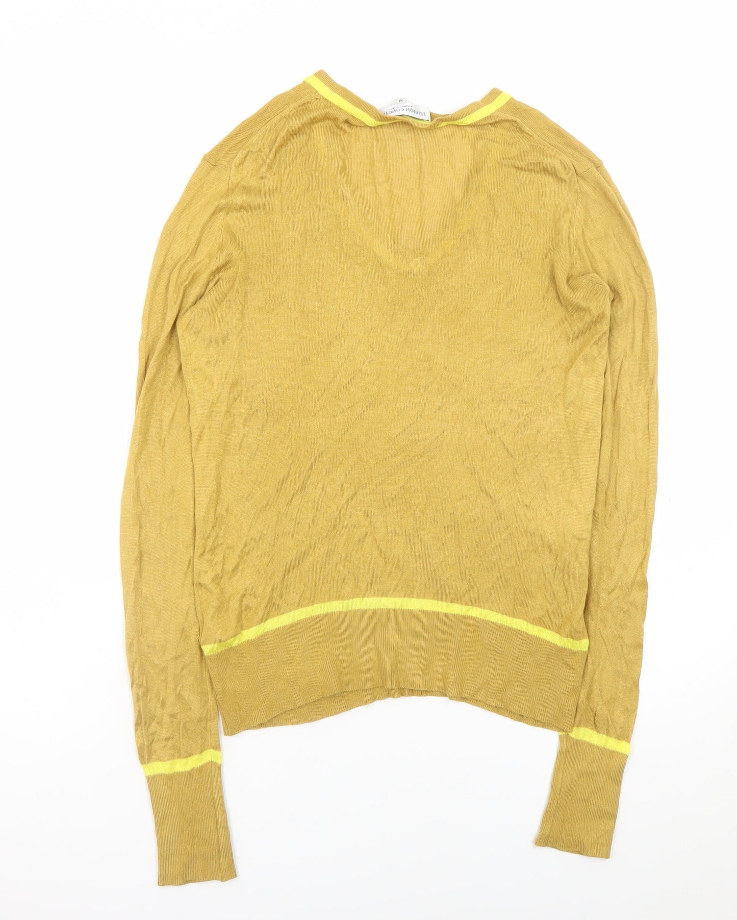 Lennon Courtney Women Yellow Viscose V-Neck Pullover Jumper M