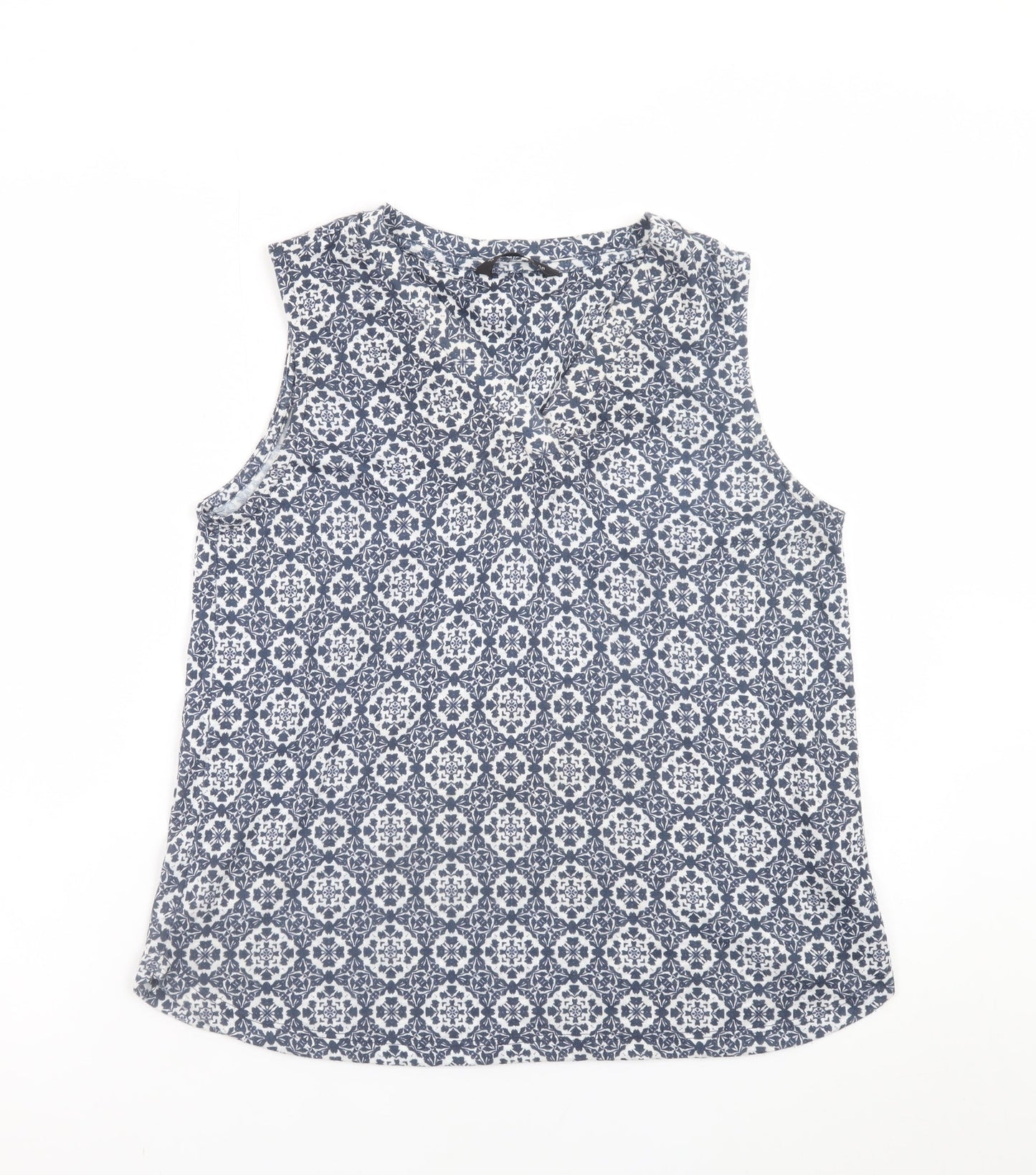 Dunnes Stores Women's Blue Geometric Sleeveless Blouse Size 14
