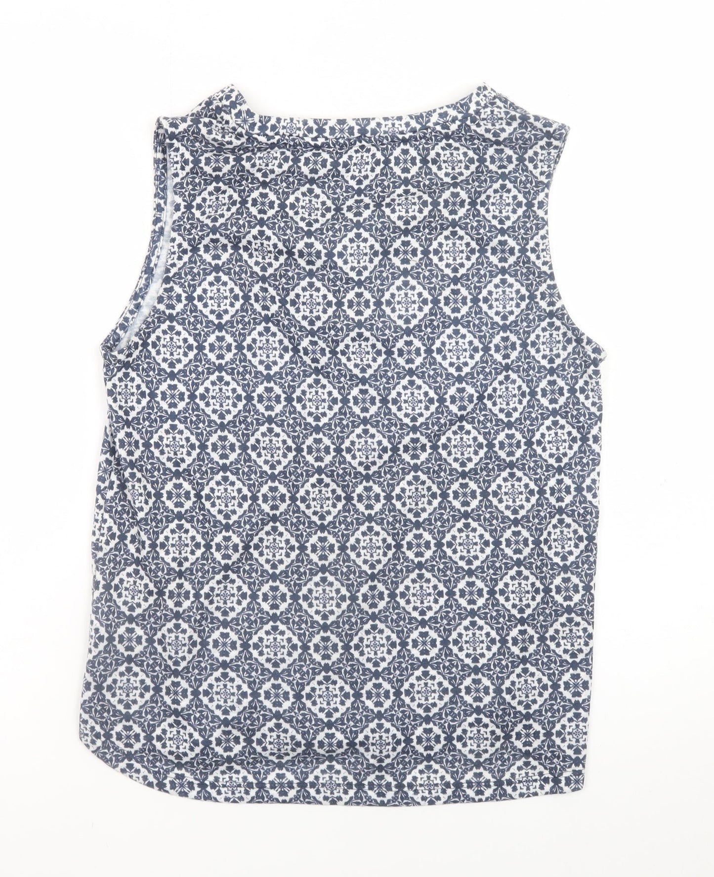 Dunnes Stores Women's Blue Geometric Sleeveless Blouse Size 14