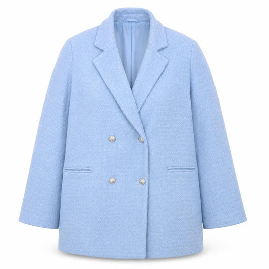 New Look Women Blue Blazer Jacket Size 16 Double Breasted Style