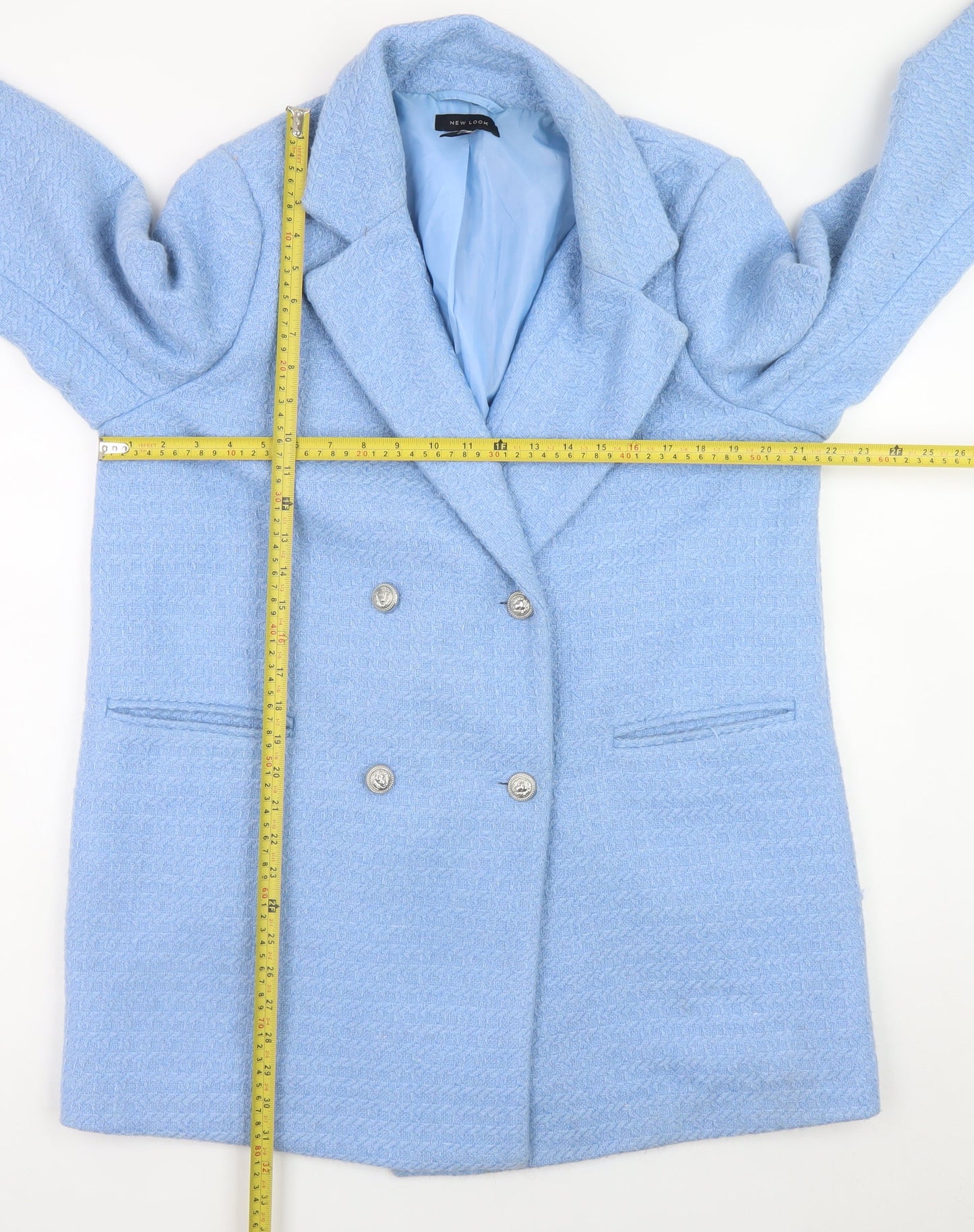 New Look Women Blue Blazer Jacket Size 16 Double Breasted Style