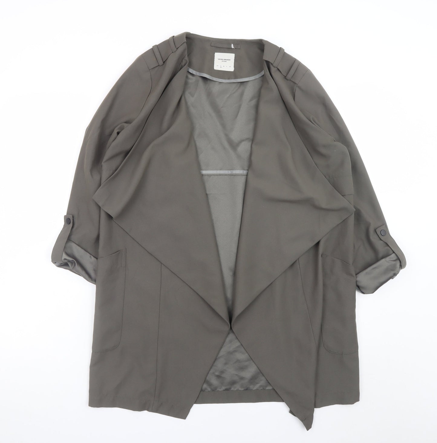 Vero Moda Women Grey Mid-Length Trench Coatigan M