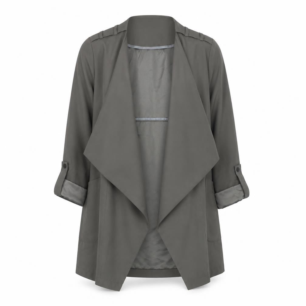 Vero Moda Women Grey Mid-Length Trench Coatigan M