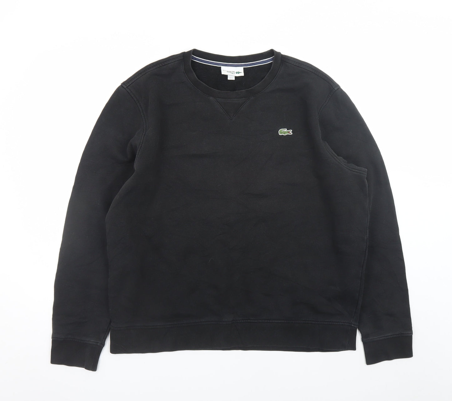 Lacoste Mens Black XL Pullover Sweatshirt Crew Neck Logo Fleece