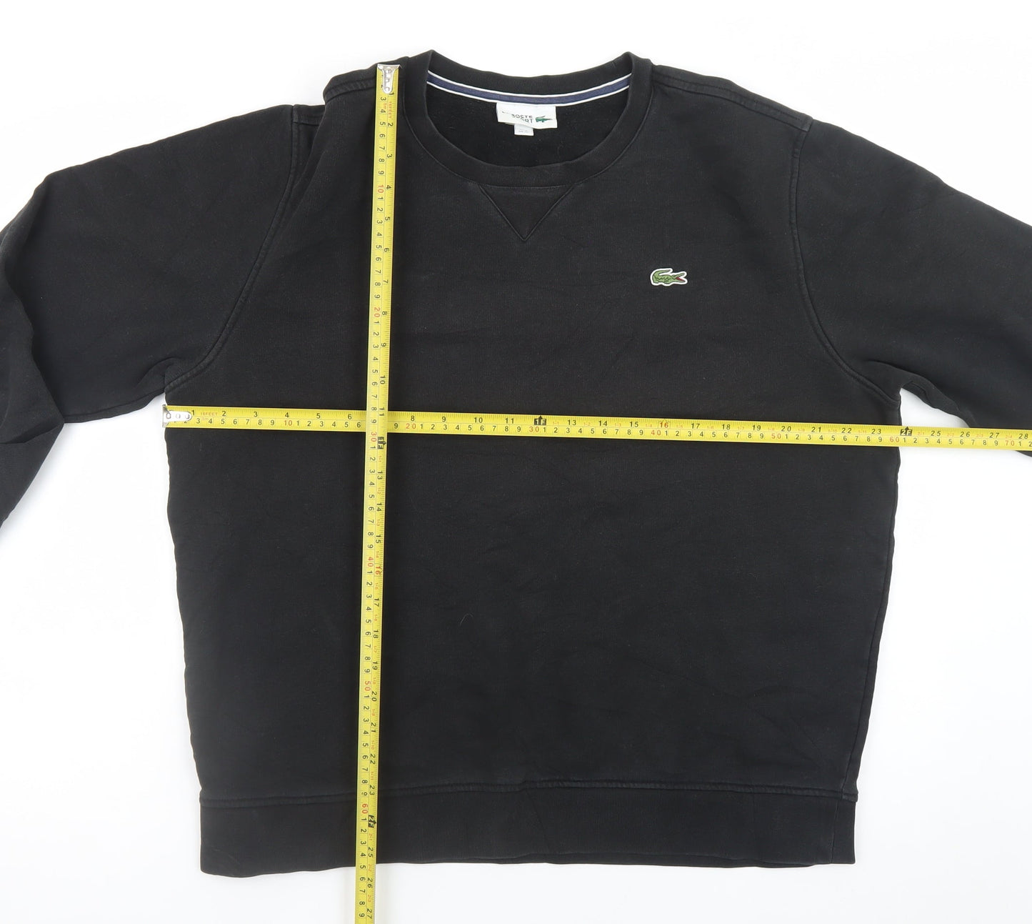 Lacoste Mens Black XL Pullover Sweatshirt Crew Neck Logo Fleece