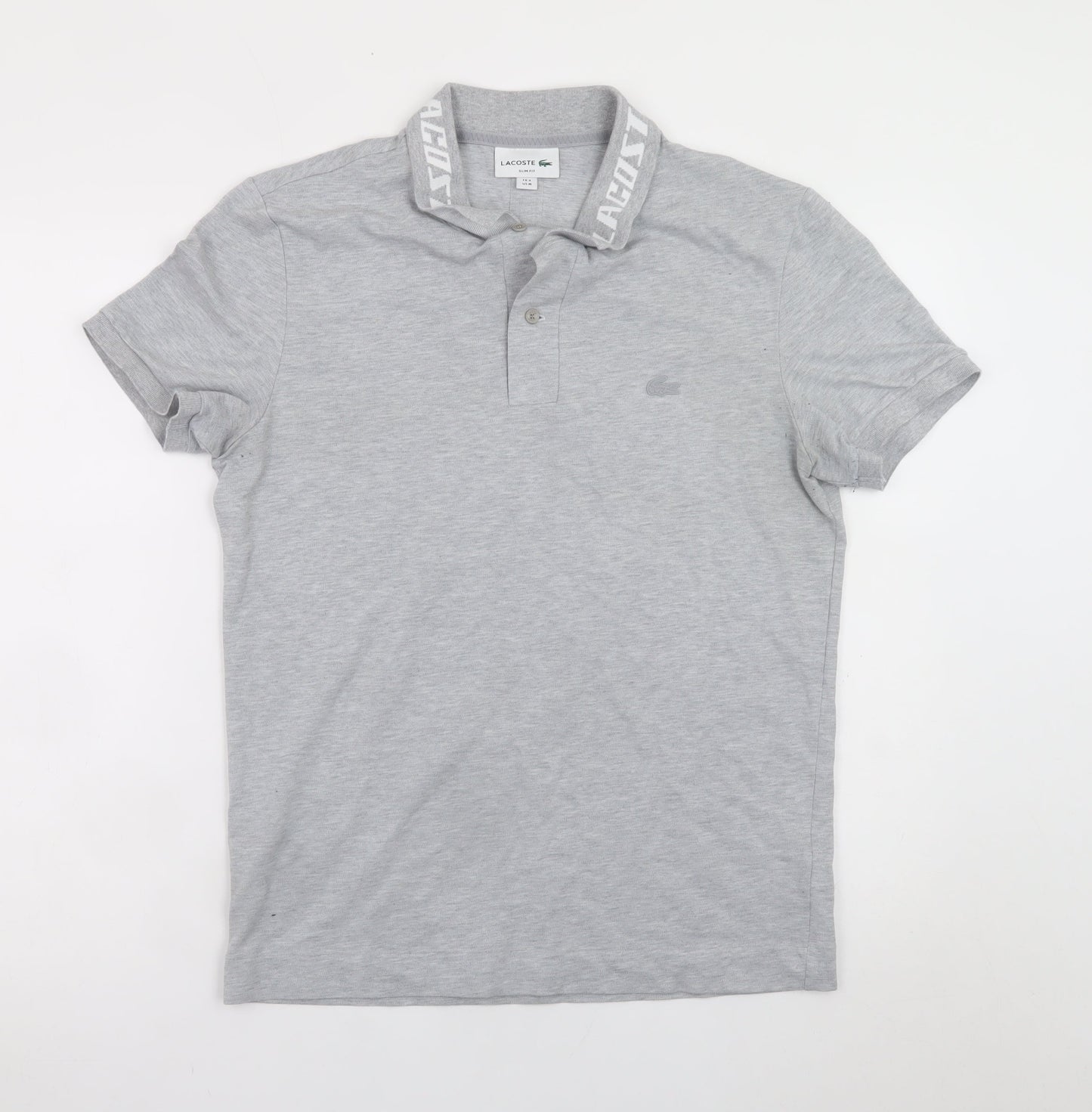 Lacoste Men's Grey Slim Fit Polo Shirt Size M Short Sleeve Logo