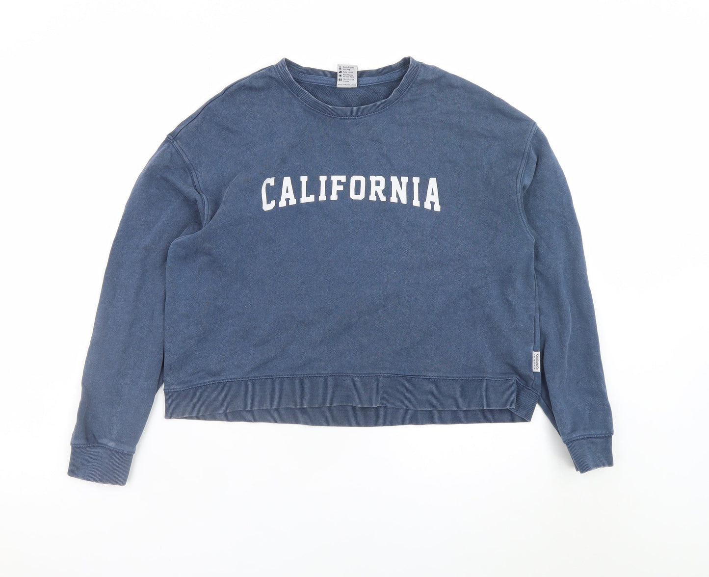 SoulCal & Co Women Blue Cotton Pullover Sweatshirt Size 8 California Print
