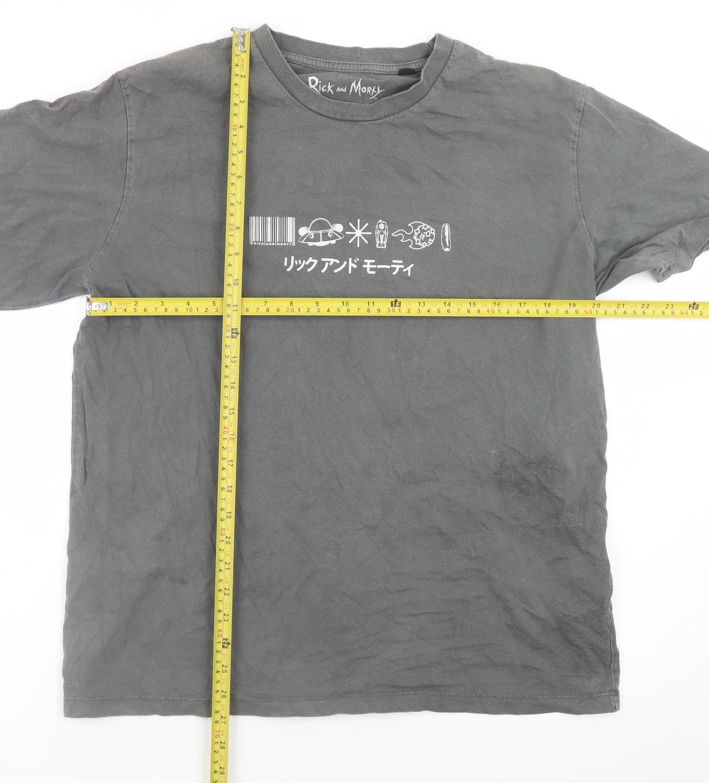 Rick and Morty Men's Grey Large Graphic Print Cotton T-Shirt