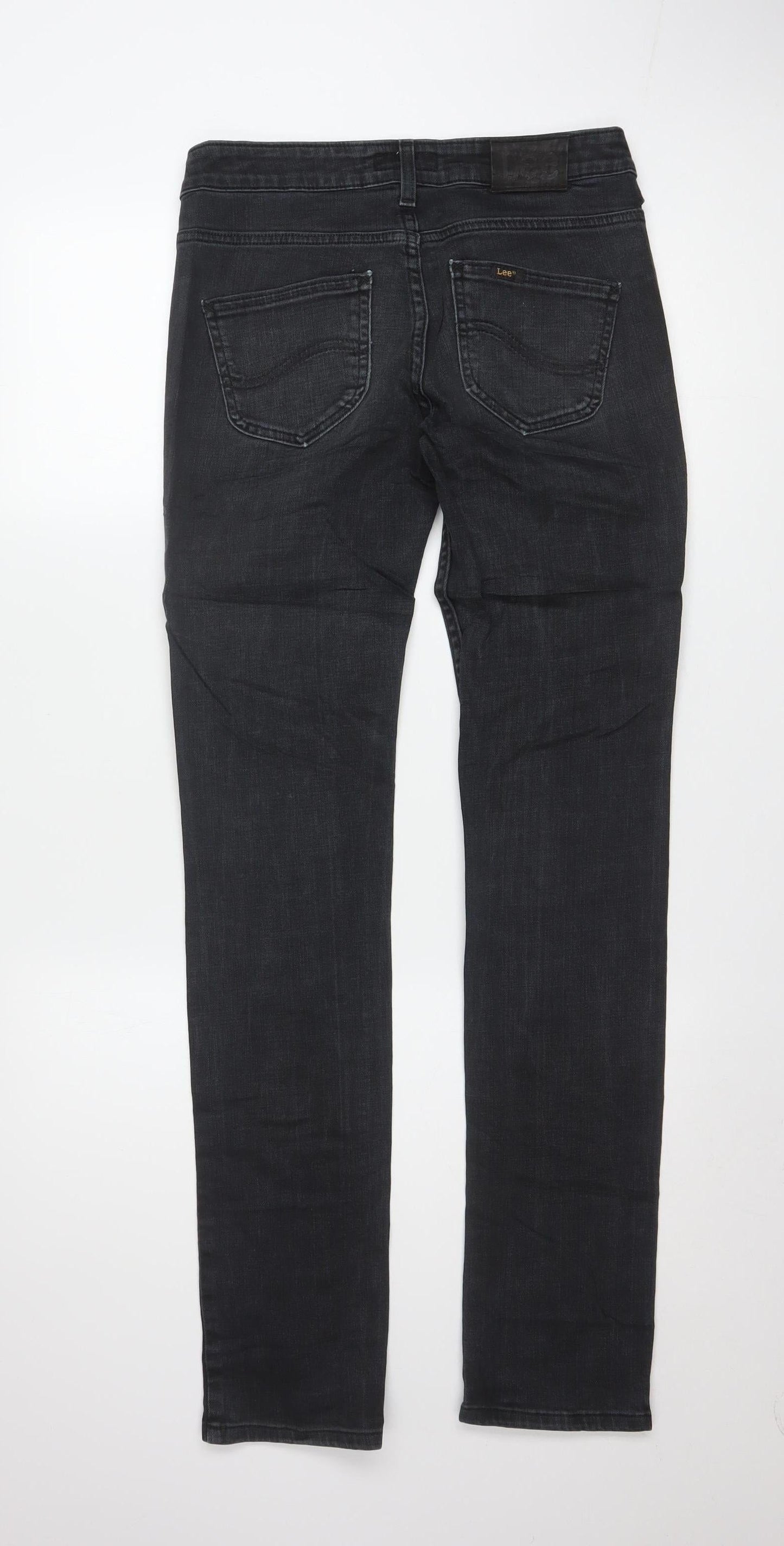 Lee Women Black Skinny Jeans Size 12 Mid Rise Stretch Denim