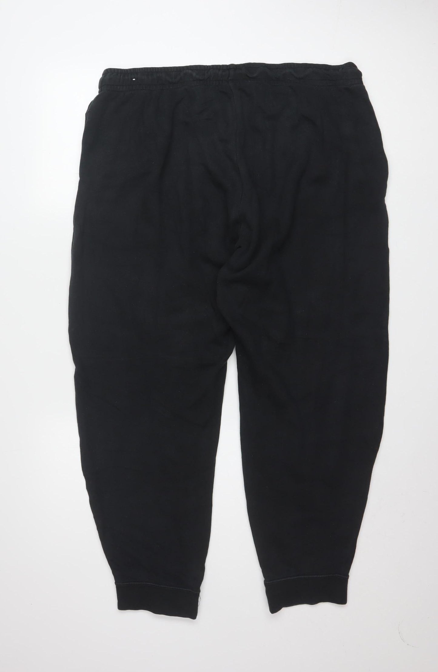 Nike Women Black Cotton Jogger Trousers XL Drawstring Waist