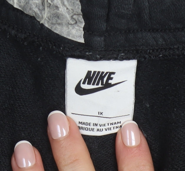 Nike Women Black Cotton Jogger Trousers XL Drawstring Waist